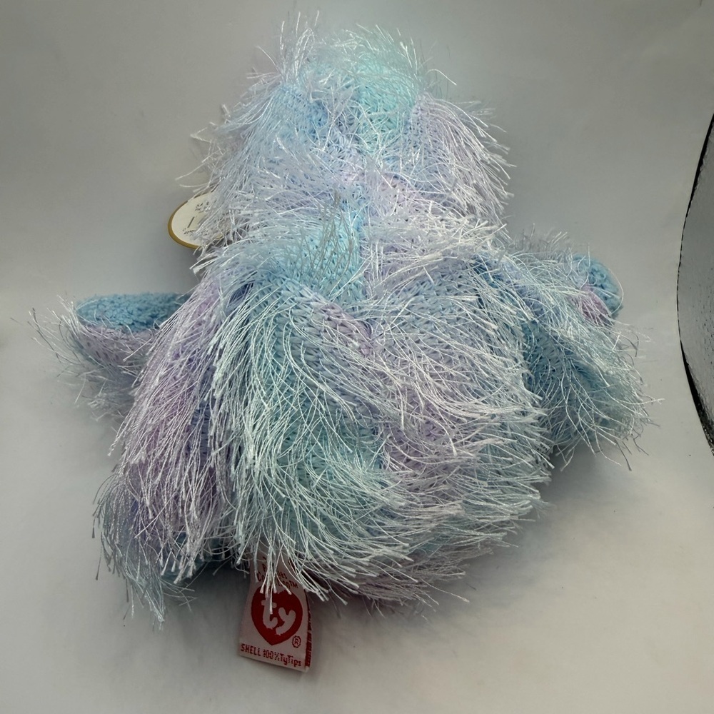 TY Punkies  Twizzles plush Fuzzy Blue and White Stuffed Bear 8” 2002 - Picture 8 of 10